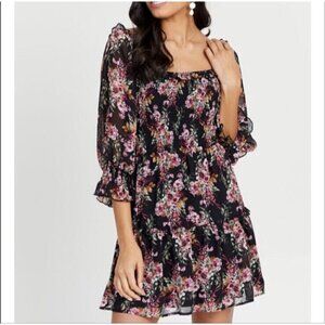 Altar’d State Size Small Desiree Puff Sleeve Floral Smocked Mini Dress NWT